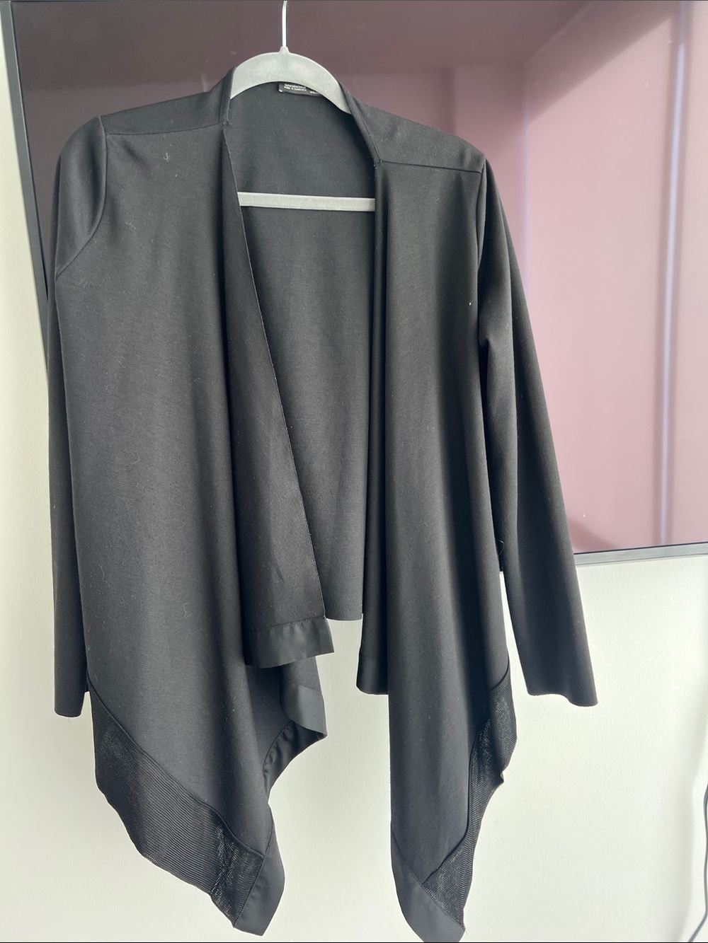 Zara Black Draped Open-Front Cardigan